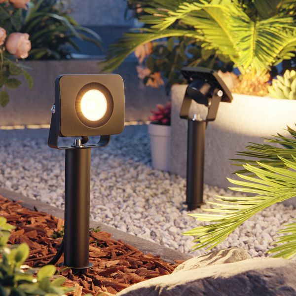 LED Gartenstrahler Wega mit Erdspieß und 15cm Sockel für außen, schwarz, 9,65W (Lichtfarbe wählbar) Letzte 3 Tage