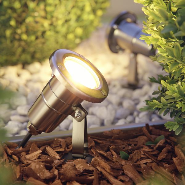 Gartenstrahler MUK für außen, IP65, edelstahl (Leuchtmittel, Set Vorschaltgerät wählbar) Sonderangebot der Fabrik