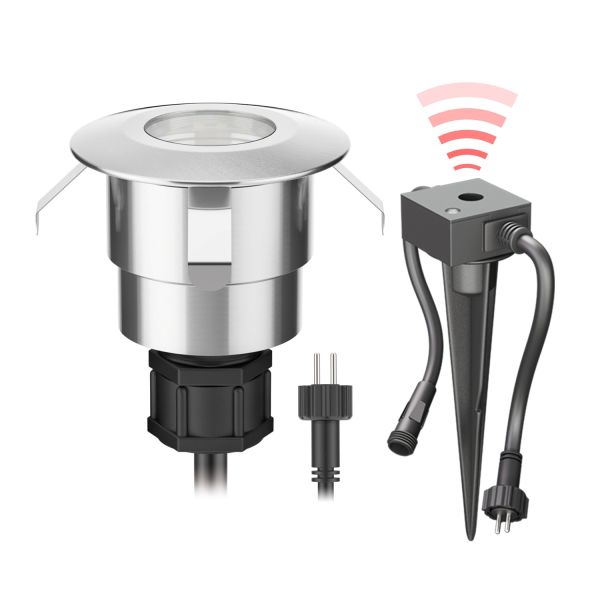 LED Boden-Einbauleuchte Atria mit Dämmerungssensor für außen, IP65, rund, 40mm Ø (Farbe, Lichtfarbe, Set wählbar) Bis zu 55% Rabatt