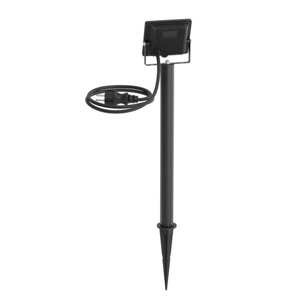 LED Gartenstrahler FLIN mit Erdspieß, 40cm Sockel & Stecker für außen, schwarz, Scheinwerfer, IP66 wasserfest, 10,93W 837lm warm-weiß zollfrei