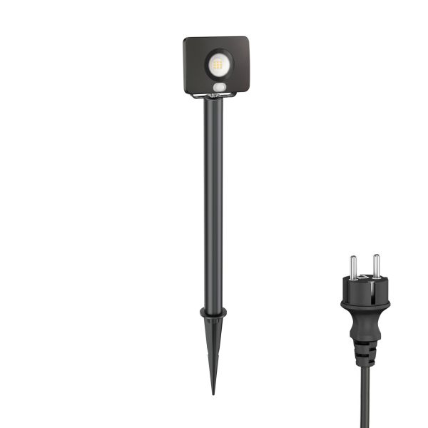 LED Gartenstrahler Wega mit Erdspieß und 40cm Sockel für außen mit Bewegungsmelder, schwarz, 10,8W (Lichtfarbe wählbar) 50% Rabatt für begrenzte Zeit