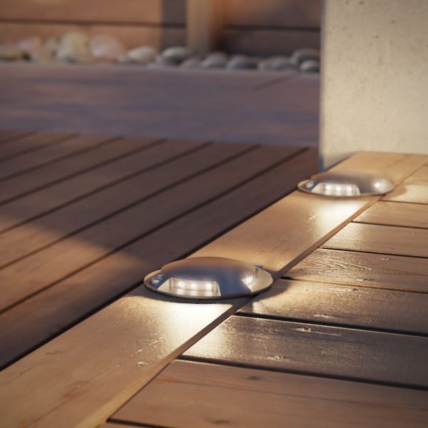 LED Boden-Aufbau-Leuchte Bunda 4-Beam, mit Dämmerungssensor, befahrbar (Farbe, Lichtfarbe, Set wählbar) 2025
