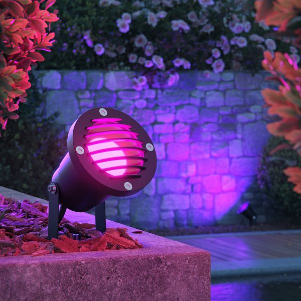 LED Gartenstrahler DUK, Gitter für außen, IP65, inkl. Smart Home RGBW GU10 LED Lampe 473lm (Farbe wählbar) Verkauf