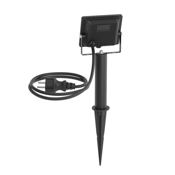 LED Gartenstrahler FLIN mit Erdspieß, 15cm Sockel & Stecker für außen, schwarz, Scheinwerfer, IP66 wasserfest, 10,93W 837lm warm-weiß im Angebot