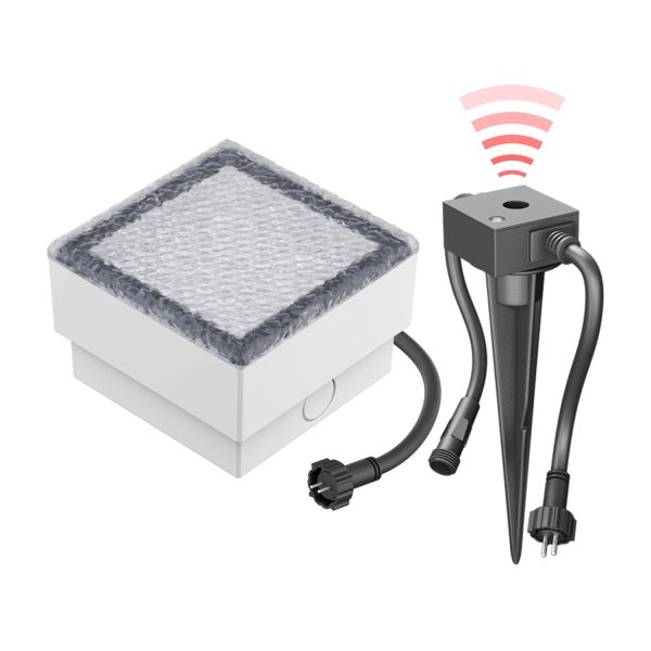 LED Pflaster-Stein Gorgon Boden-Einbauleuchte mit Dämmerungssensor für außen, 10x10cm (Lichtfarbe, Set wählbar) Begrenztes Angebot