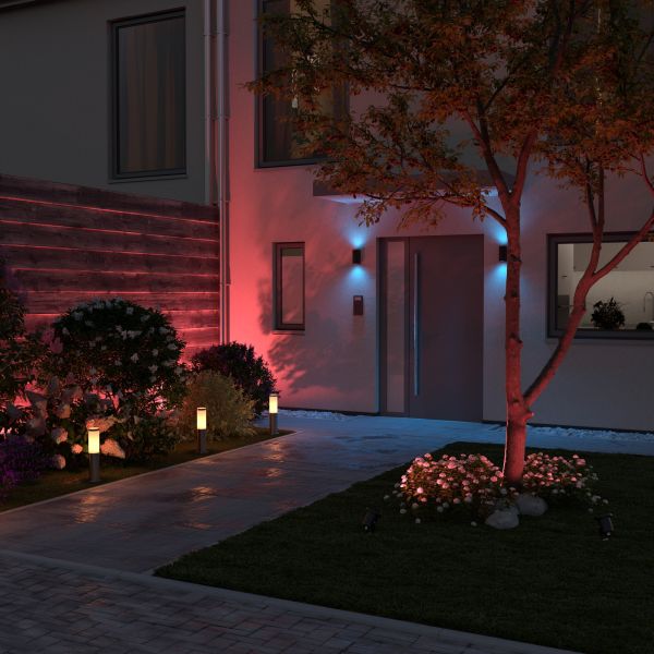 Wandleuchte ALSE Up- & Downlight für außen, Aluminium, rund, inkl. 2 Smart Home RGBW GU10 LED Lampen, je 10,82W, je 473lm (Farbe wählbar) Exklusivangebot