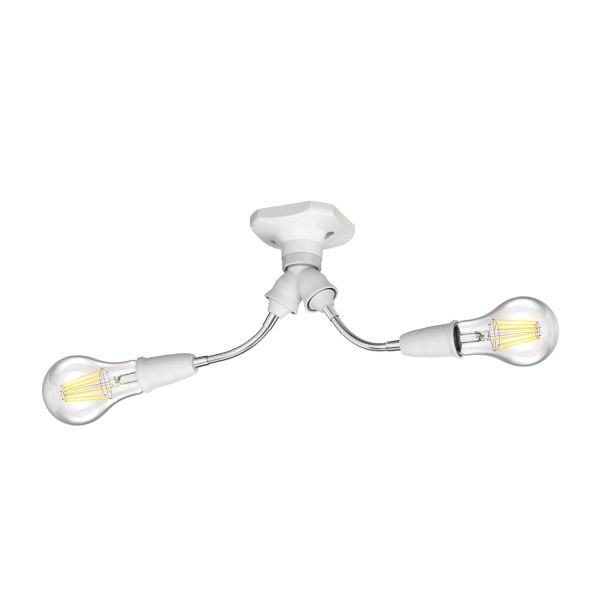 Wand-Leuchte Elektra, eckig, mit Schwanenhals zweiflammig, inkl. 2 E27 LED Lampen warm-weiß, je 1600lm Lagerräumung
