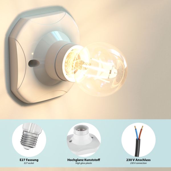 Wand-Leuchte Elektra, eckig, mit Schwanenhals zweiflammig, inkl. 2 E27 LED Lampen warm-weiß, je 1600lm Lagerräumung