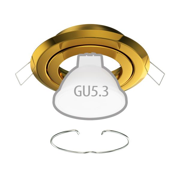 Deckeneinbaurahmen FABI, rund, schwenkbar, gold glänzend, inkl. GU5.3 Fassung Wochenangebot