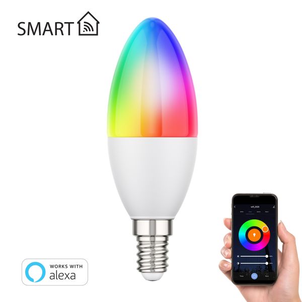 Wand-Leuchte LUPI mit Schalter, einflammig, inkl. Smart Home RGBW E14 LED Lampe, 4,925W, 572lm Kostenlose Rückgabe