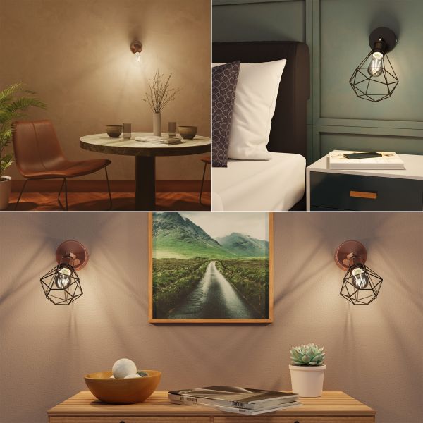 Wandleuchte RETRA, Schalter, rund, 1x E27 max. 60W (Farbe, Leuchtmittel wählbar) zollfrei
