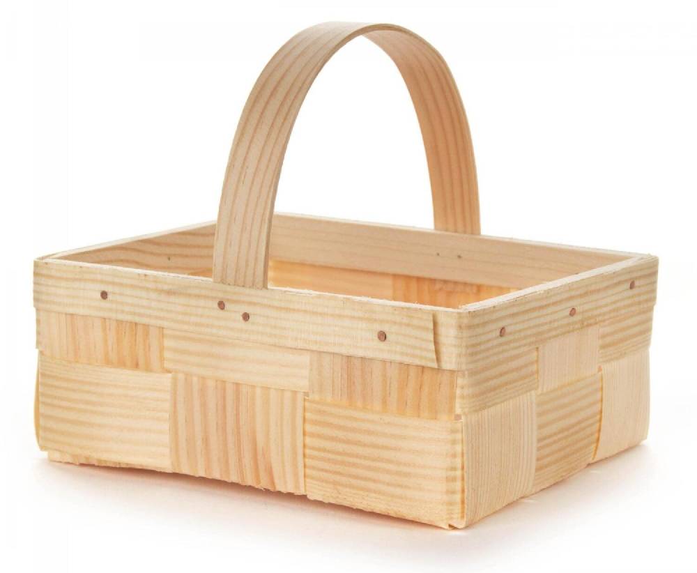 Rudolphs Schatzkiste Holzkorb Osterdekoration Spankorb mit Henkel eckig, natur BxHxT 16x7x13cm