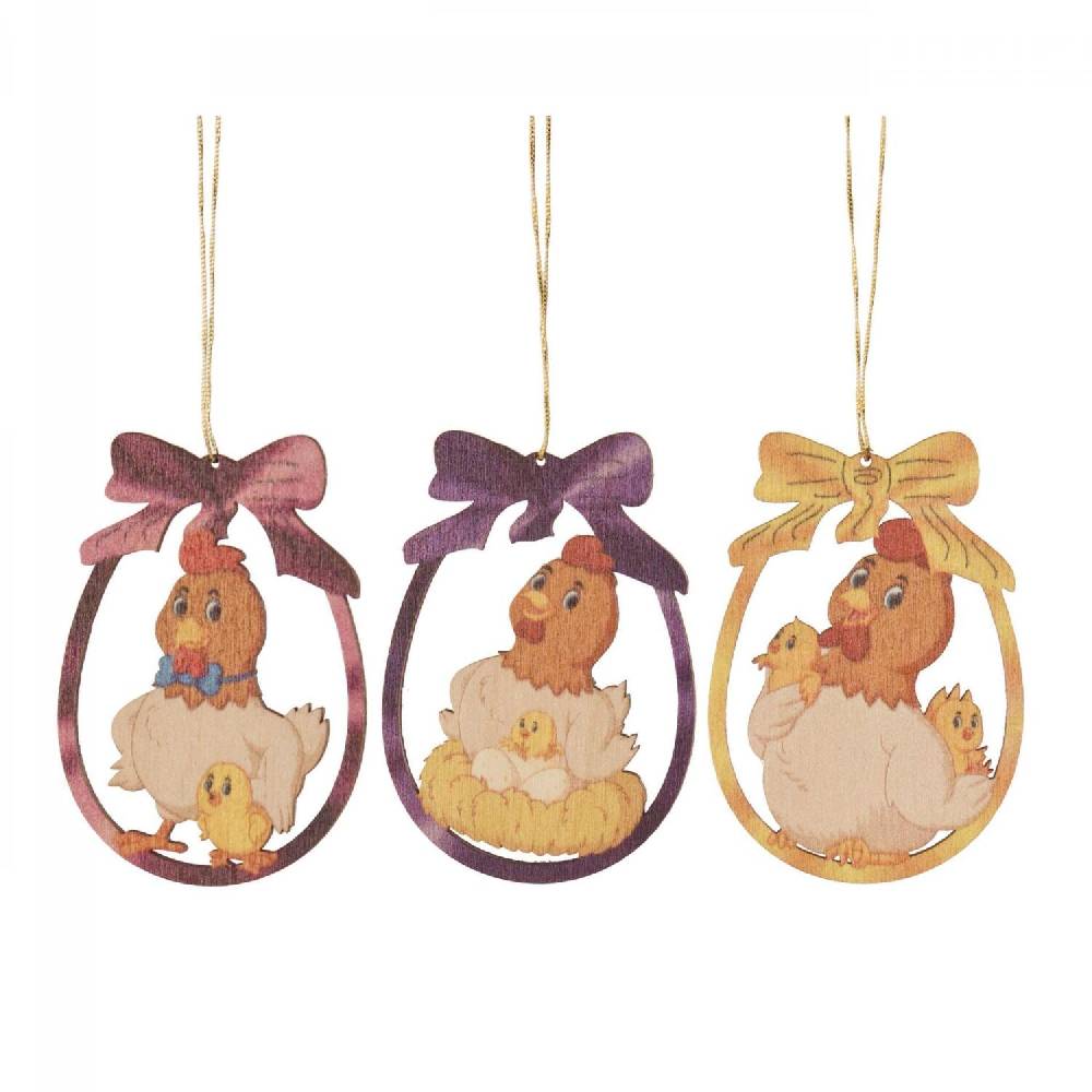 Rudolphs Schatzkiste Strauchbehang Ostern (3) Henne mit Küken Satz 1 BxHxT 6x7x0,3cm