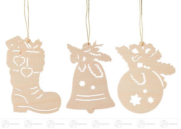 Rudolphs Schatzkiste Behang Stiefel, Glocke, Kugel (3) Höhe = 7,5cm