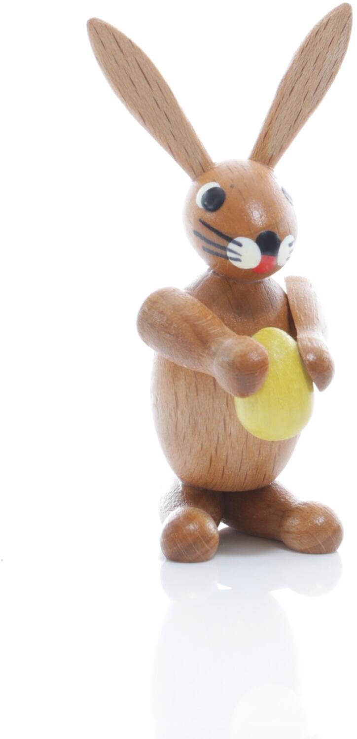 Rudolphs Schatzkiste Osterfigur - Osterhase mit gelbem Osterei - BxHxT ca 2,5x6,5x3,5cm