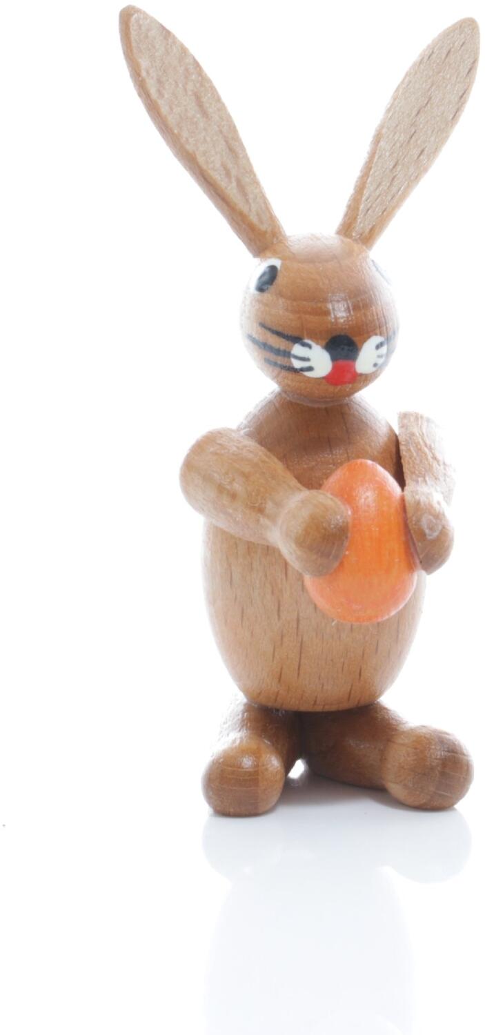 Rudolphs Schatzkiste Osterfigur - Osterhase mit orangem Osterei - BxHxT ca 2,5x6,5x3,5cm