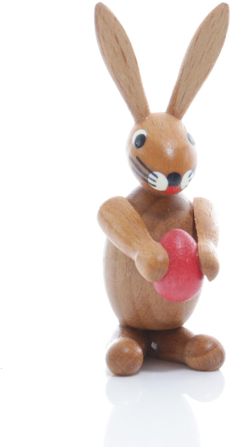 Rudolphs Schatzkiste Osterfigur - Osterhase mit rotem Osterei - BxHxT ca 2,5x6,5x3,5cm