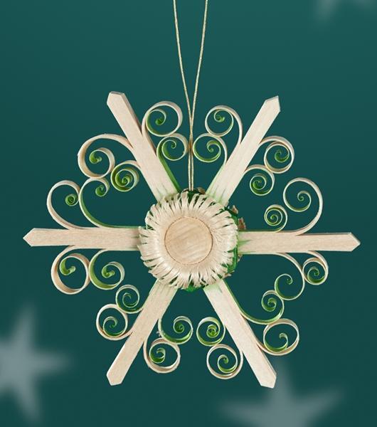 Rudolphs Schatzkiste Strauchbehang - Spanstern mit Blumenrosette Grün - BxHxT 8x8x2cm