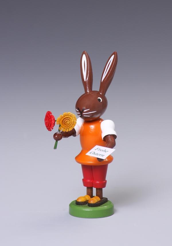 Rudolphs Schatzkiste Osterfigur Osterhase mit Blumen Höhe ca 9 cm