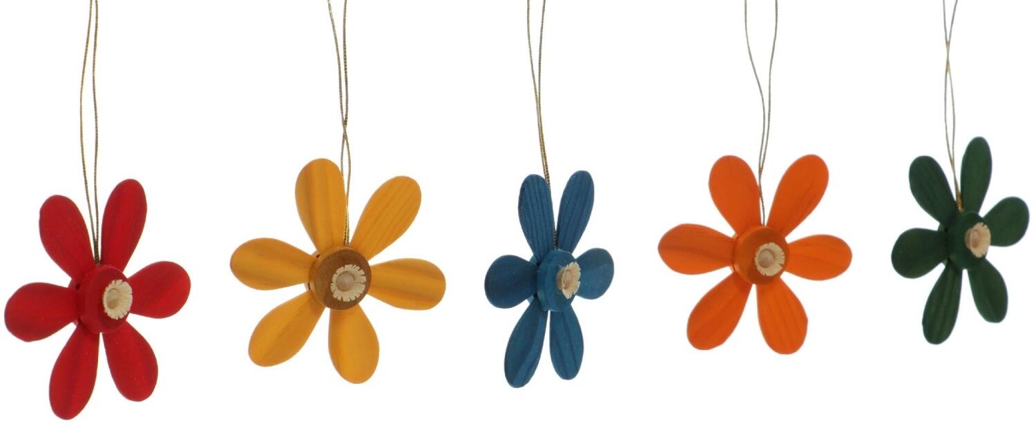 Rudolphs Schatzkiste Strauchbehang - 5 farbige Frühlingsblüten im Set - BxHxT 5x5x1cm