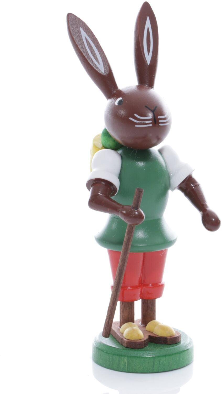 Rudolphs Schatzkiste Osterfigur - Osterhase Wanderer mit Eierkorb und Wanderstock - Höhe ca 9 cm
