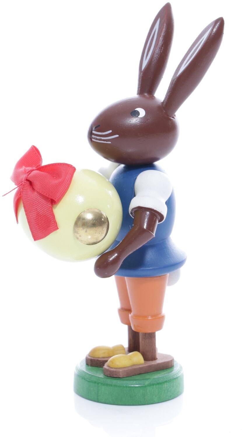 Rudolphs Schatzkiste Osterfigur - Osterhase mit Ei mit roter Schleife verziert - Höhe ca 9 cm Auslauf