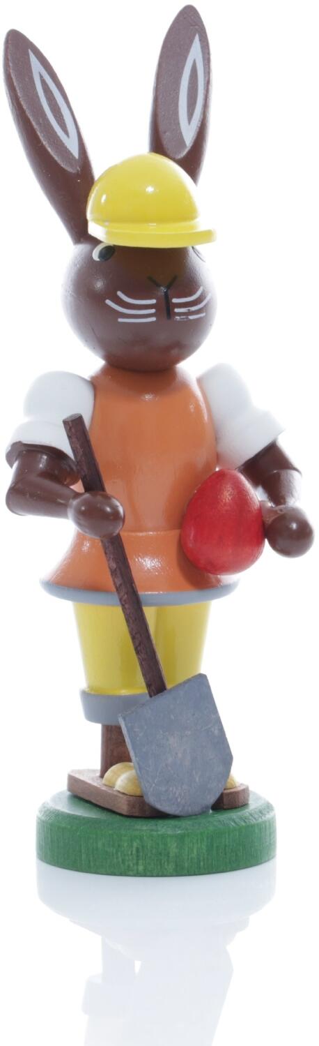 Rudolphs Schatzkiste Osterfigur - Osterhase Bauarbeiter mit Schaufel und Ei - Höhe ca 9cm