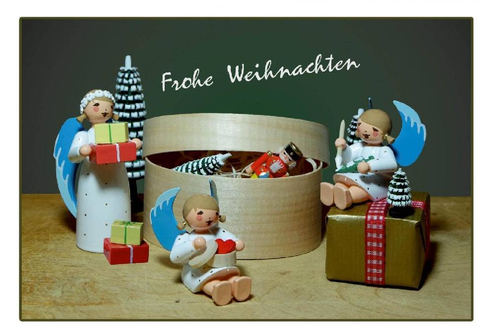 Rudolphs Schatzkiste Postkarte Engel Frohe Weihnachten BxH 16x11cm