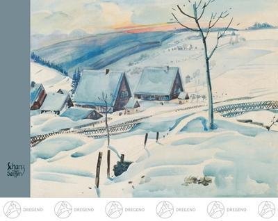 Rudolphs Schatzkiste Künstlerkarte Max Schanz Farben des Gebirges, Winterlandschaft Breite x Höhe ca 10,5 cmx14,8 cm
