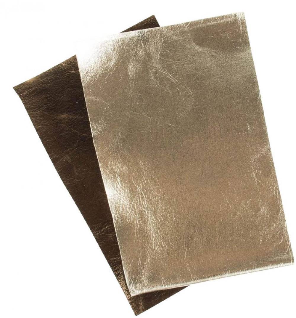 Rudolphs Schatzkiste Bastelzubehör Metallic Kunstleder-Zuschnitte 2 Farben kaschmir, gold 9,5x15cm