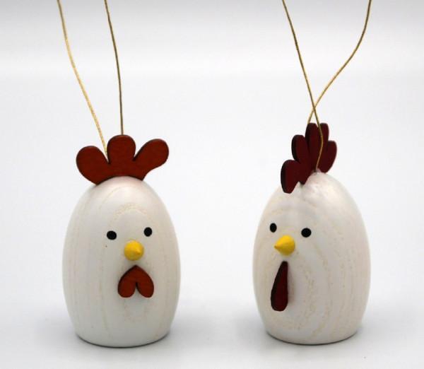 Rudolphs Schatzkiste Baumbehang Hahn & Huhn, weiß Höhe 6cm