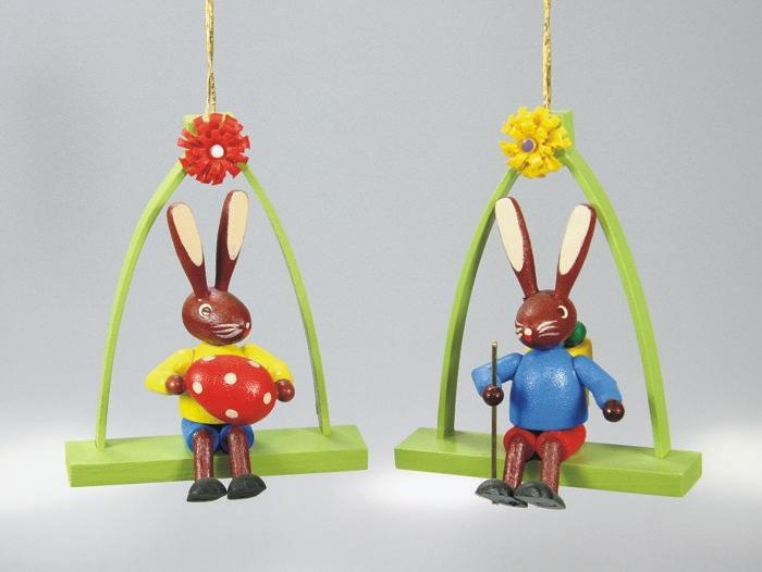 Rudolphs Schatzkiste Osterdekoration 1 Hase pro Kauf bunt Strauchbehang Höhe 6cm
