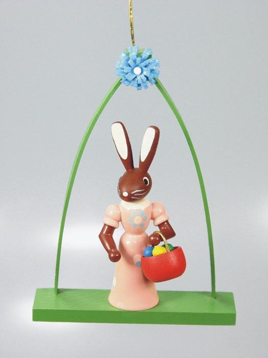 Rudolphs Schatzkiste Osterdekoration Häsin im Bogen bunt Strauchbehang Höhe 8cm