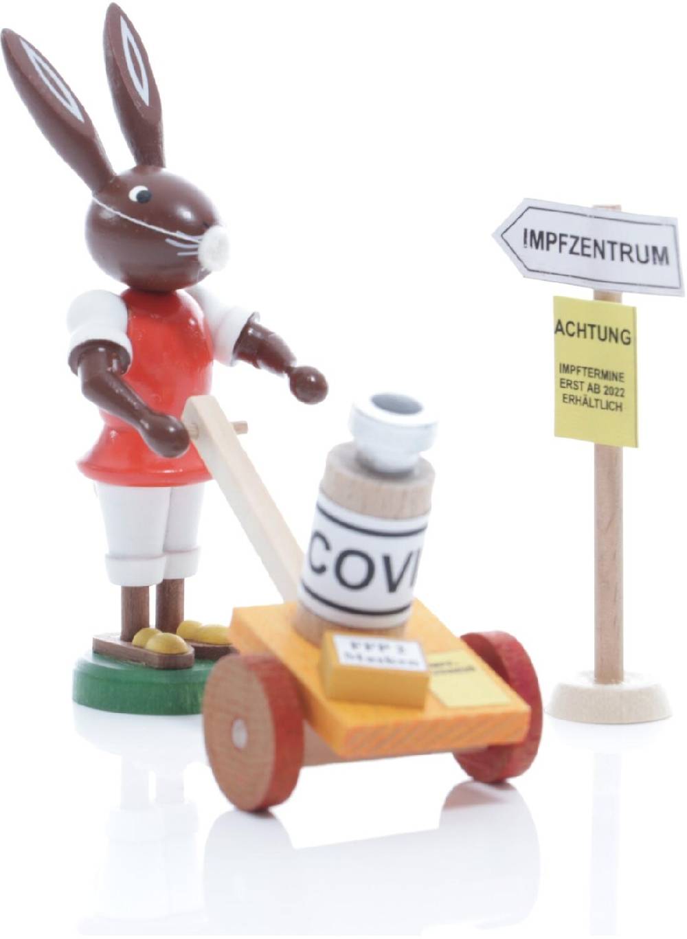 Rudolphs Schatzkiste Osterhase Hasen – Impfhelfer Corona Helfer Höhe 9 cm