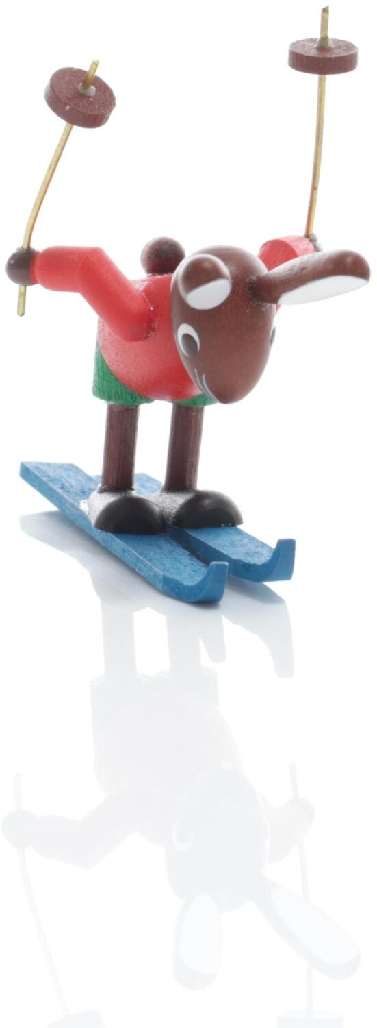 Rudolphs Schatzkiste Osterfigur - Osterhase Bunt Skifahrer Abfahrt mit Ski und Stöcke - Höhe 4,5cm