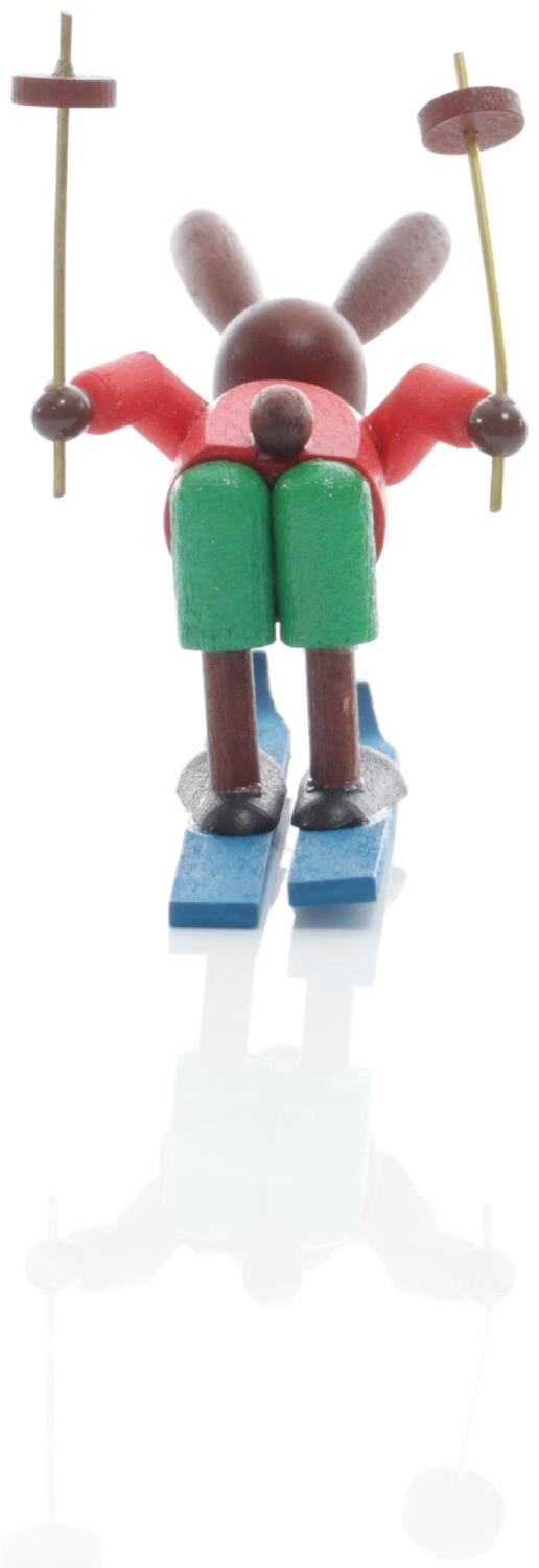 Rudolphs Schatzkiste Osterfigur - Osterhase Bunt Skifahrer Abfahrt mit Ski und Stöcke - Höhe 4,5cm Outlet