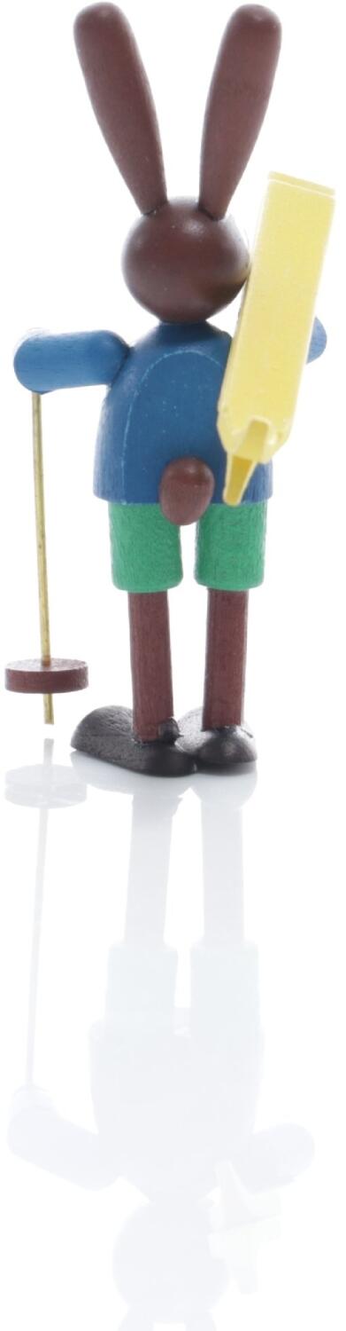 Rudolphs Schatzkiste Osterfigur - Osterhase Bunt Skiträger mit Stock - Höhe 5,5cm Auslauf
