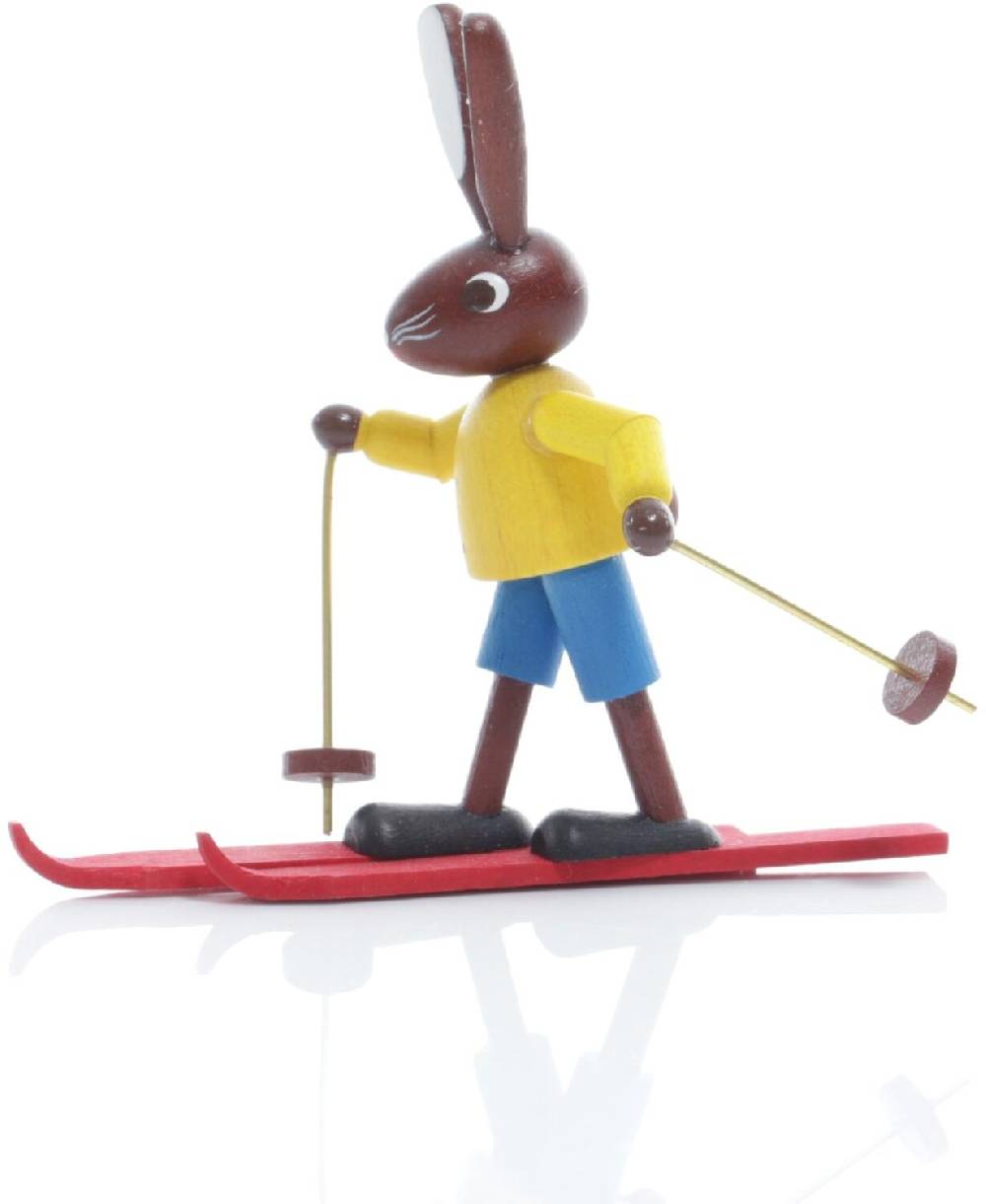 Rudolphs Schatzkiste Osterfigur - Osterhase Langlauffahrer mit Ski und Stöcke Bunt - Höhe 5,5cm Verkauf