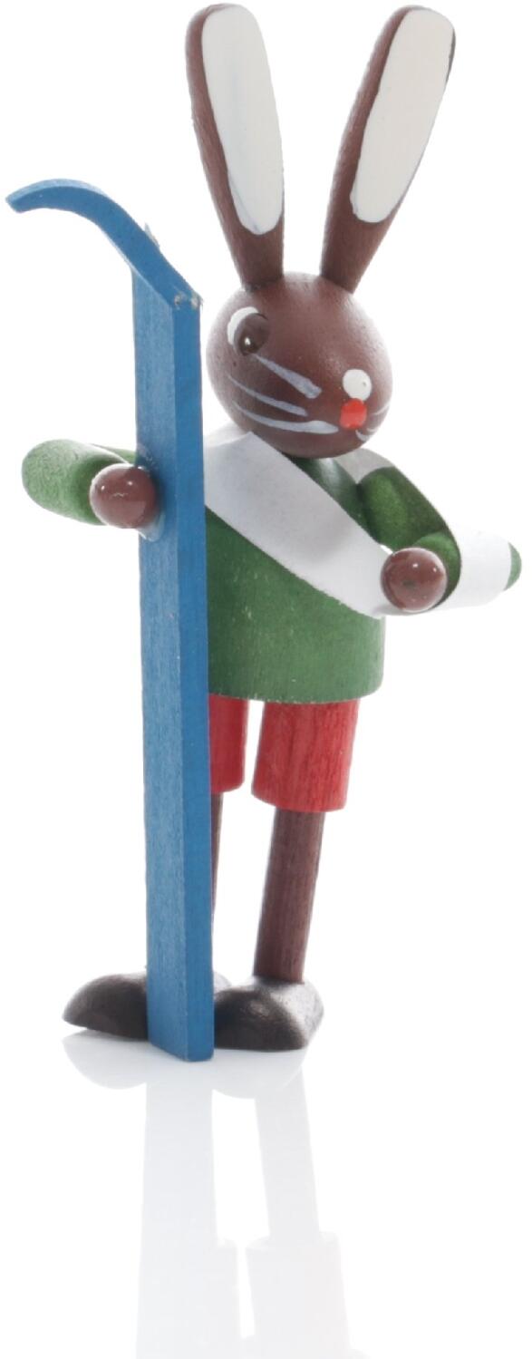 Rudolphs Schatzkiste Osterfigur - Osterhase Skifahrer mit Verband Bunt - Höhe 5,5cm