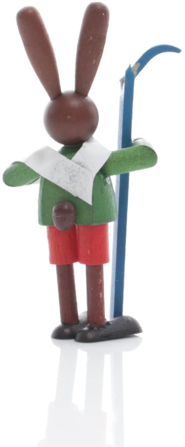 Rudolphs Schatzkiste Osterfigur - Osterhase Skifahrer mit Verband Bunt - Höhe 5,5cm Hotsell
