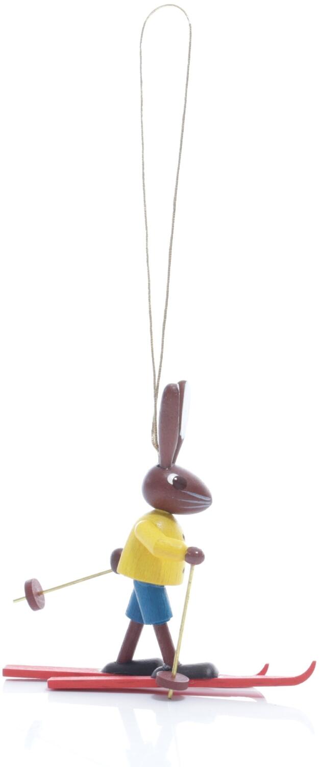 Rudolphs Schatzkiste Strauchbehang - Osterhase Skifahrer stehend mit Ski und Stöcke Bunt - Höhe 5,5cm Outlet