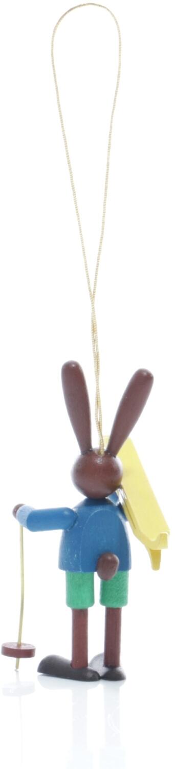 Rudolphs Schatzkiste Strauchbehang - Osterhase Skiträger mit Skistock Bunt - Höhe 5,5cm Auslauf
