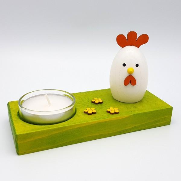 Rudolphs Schatzkiste Teelichthalter mit Huhn, farbig Höhe 7,5cm