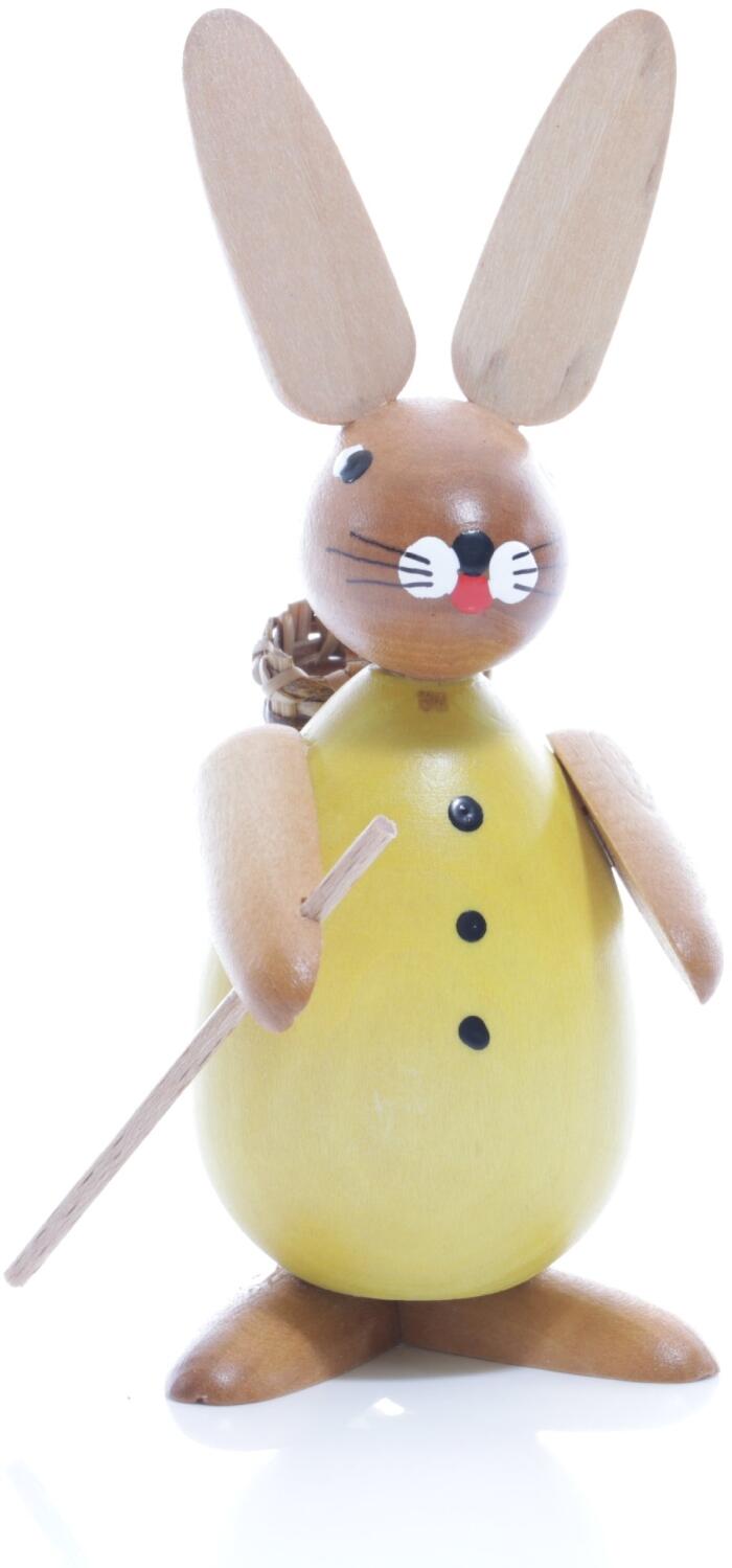 Rudolphs Schatzkiste Osterfigur - Osterhase mit Korb auf dem Rücken - gelb - BxHxT ca. 4,5x11x6,5cm