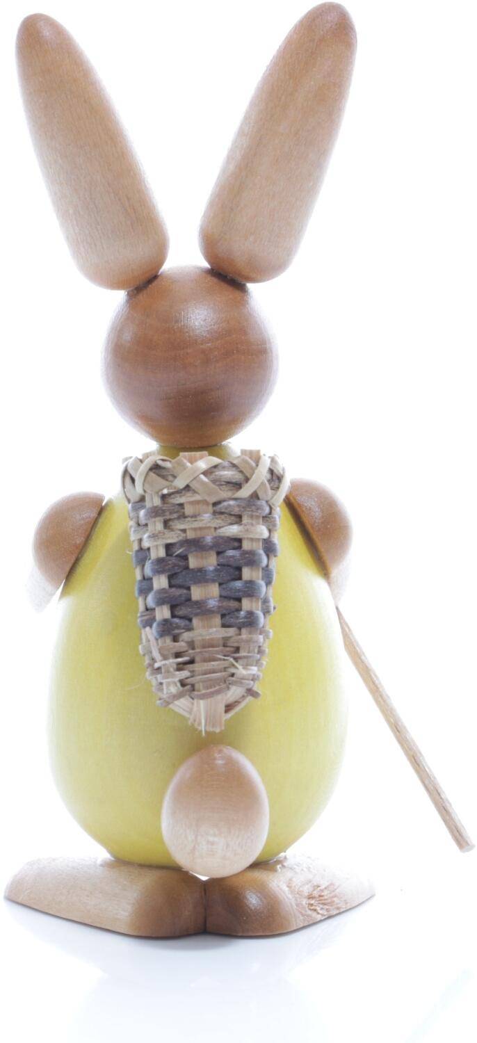 Rudolphs Schatzkiste Osterfigur - Osterhase mit Korb auf dem Rücken - gelb - BxHxT ca. 4,5x11x6,5cm Blitzverkäufe
