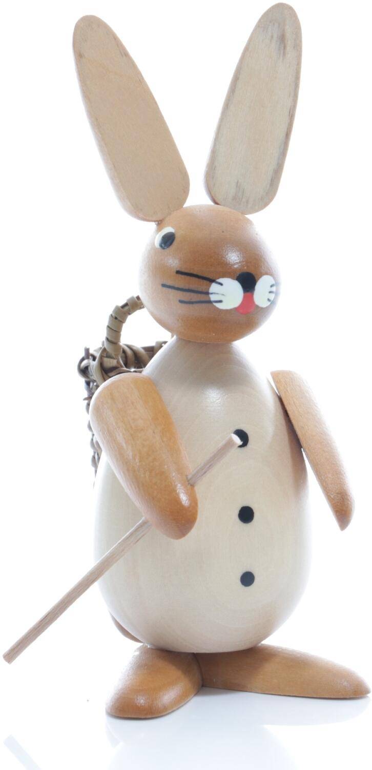 Rudolphs Schatzkiste Osterfigur - Osterhase mit Korb auf dem Rücken - natur - BxHxT ca. 4,5x11x6,5cm