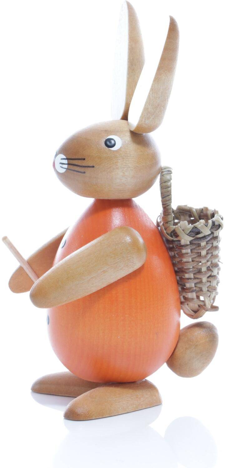Rudolphs Schatzkiste Osterfigur - Osterhase mit Korb auf dem Rücken - orange - BxHxT ca. 4,5x11x6,5cm Outlet
