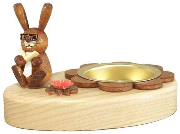 Rudolphs Schatzkiste Osterdekoration Teelichthalter Hase mit Schlips und Buch BxHxT 10x6x7cm