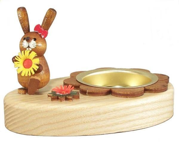 Rudolphs Schatzkiste Osterdekoration Teelichthalter Häsin mit Blume BxHxT 10x6x7cm