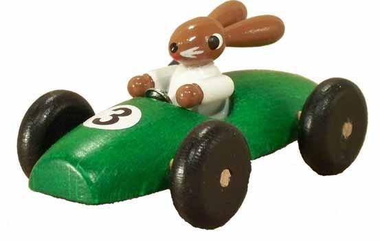 Rudolphs Schatzkiste Osterdekoration Hasenrennauto grün BxH 8x3xcm